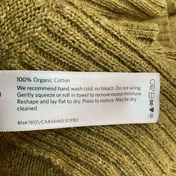 Eileen Fisher Womens Medium  Open Front Cardigan Cotton Sweater Olive Green - Picture 8 of 8